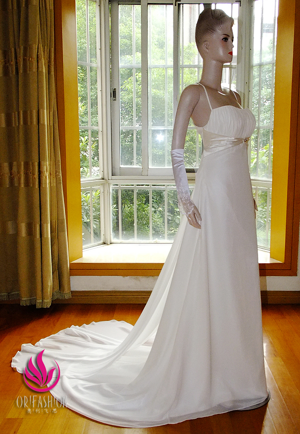 Orifashion HandmadeReal Custom Made Silk Chiffon Wedding Dress R - Click Image to Close